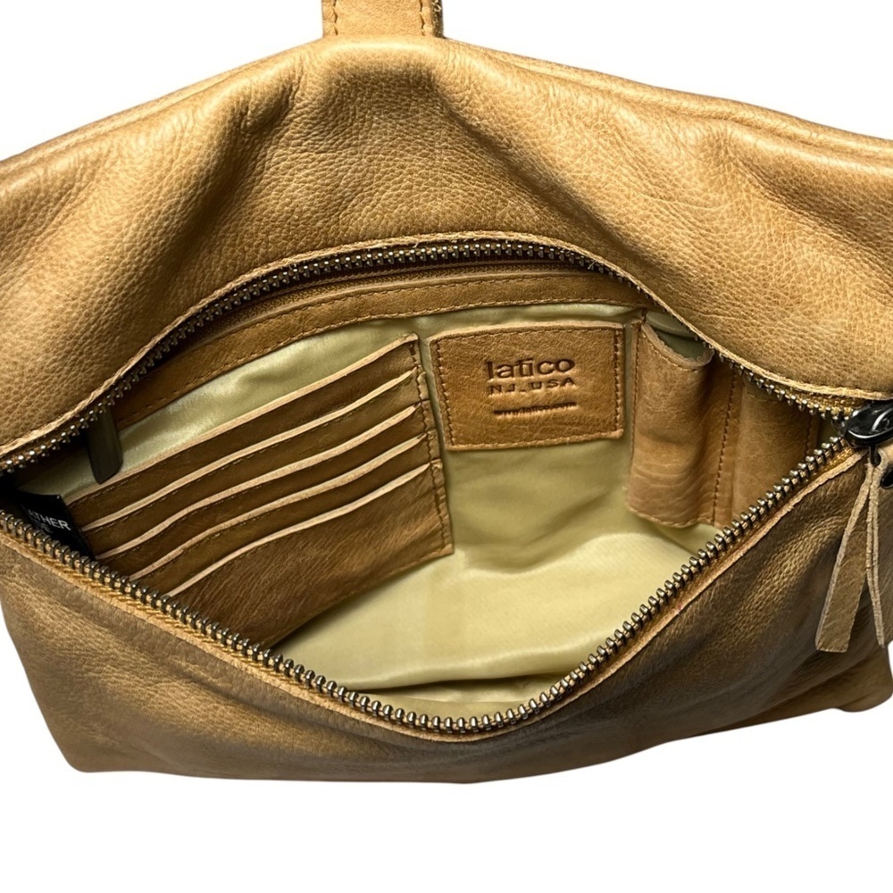 Latico Crossbody Soft Pebbled Leather Tan Removable Strap Handmade in India - Picture 6 of 10